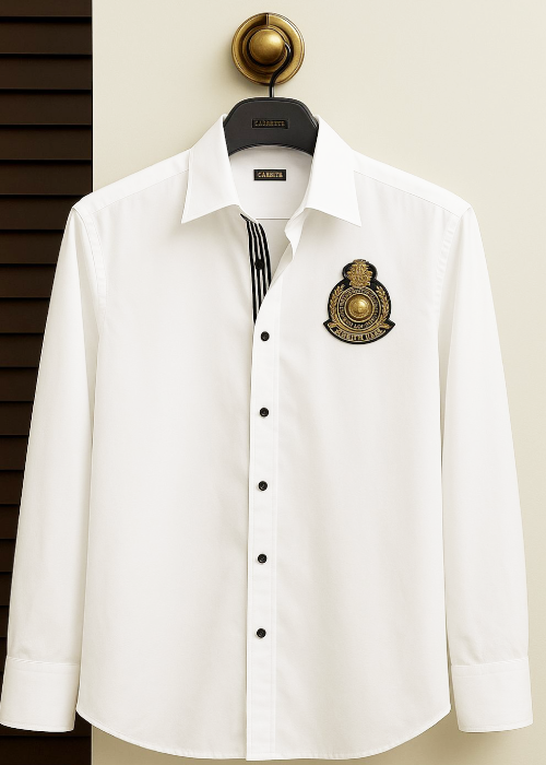 White Premium Women's Shirt with Crest Patch