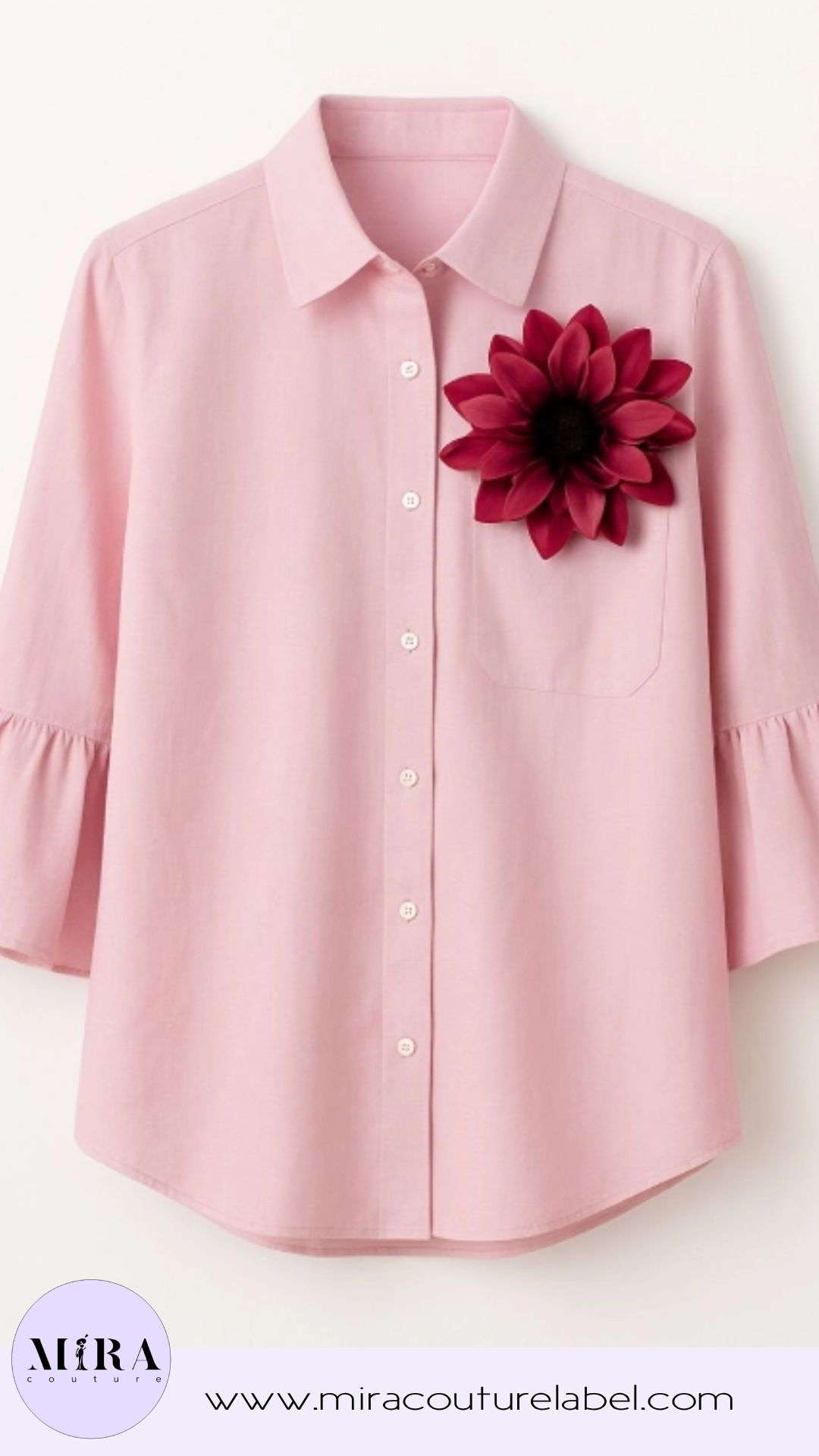 Women's Pink Shirt with Floral Detail