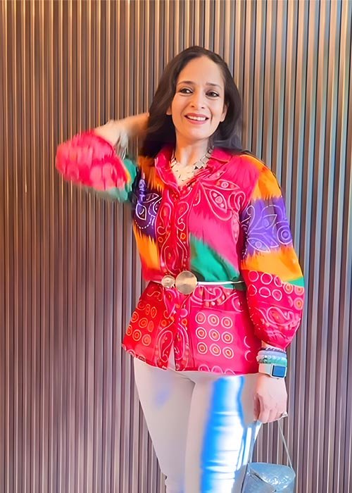 Multi-Color Bandhani Print Button-Down Shirt