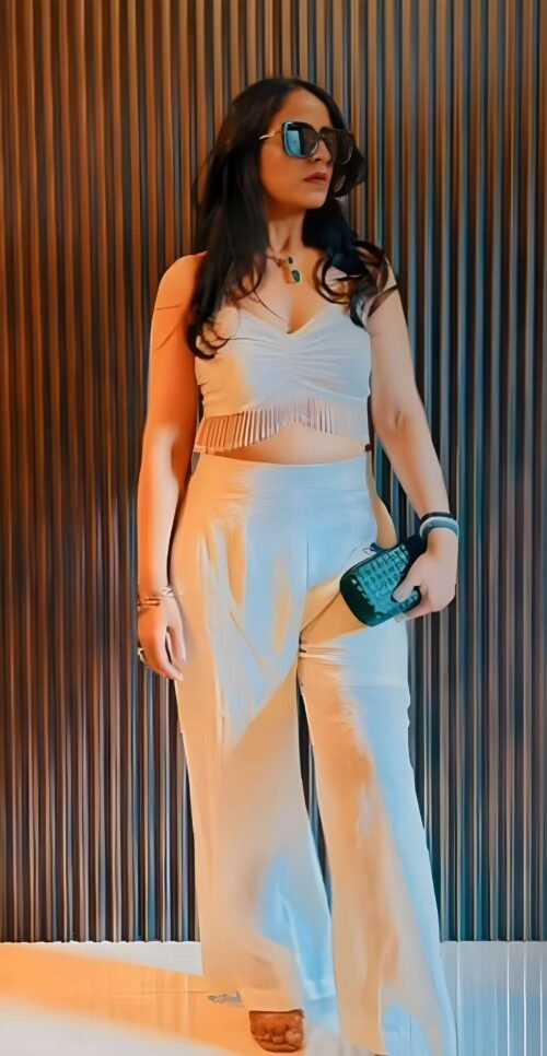 Ethereal Ivory Fringe Co-ord Set with High-Waisted Trousers