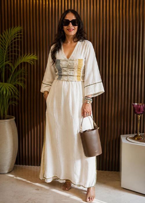 Elegant Off-White Long Shrug with Inner Top for Women | Chic Layered Casual Wear